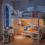 Lit mezzanine double avec bureau pivotant, canapé et lumières DEL-1973165928
