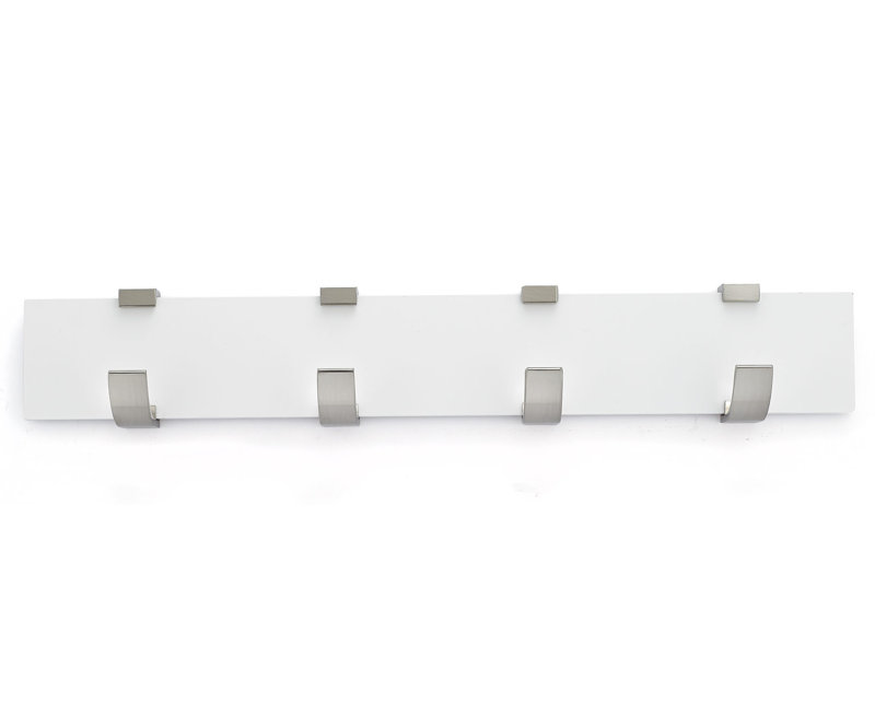 Porte-manteau mural contemporain, Blanc / Nickel Brossé
