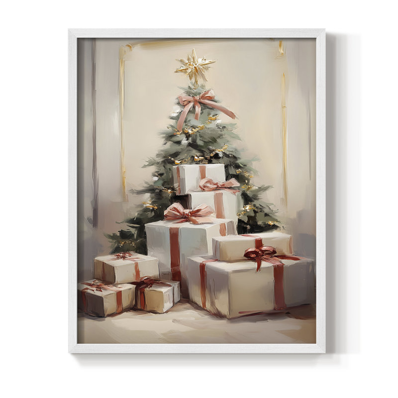 «Christmas Holiday Art», série 2-XXXVI, reproduction encadrée - bois massif, H 15 po x l 12 po, Blanc