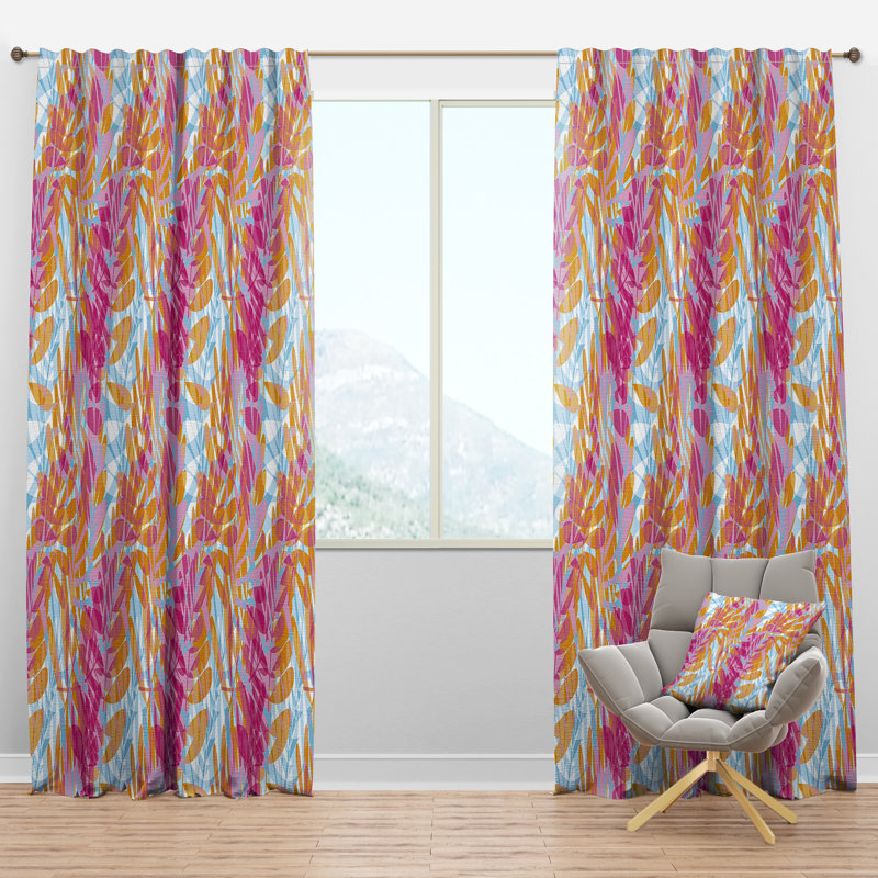 Panneau de rideau simple semi-transparent rétro Mid-Century, l 52 po x L 120 po
