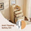 Meuble-lavabo 3 en 1 avec 3 tiroirs et tabouret à roulettes, meuble-lavabo compact avec miroir et lumières-1236687955