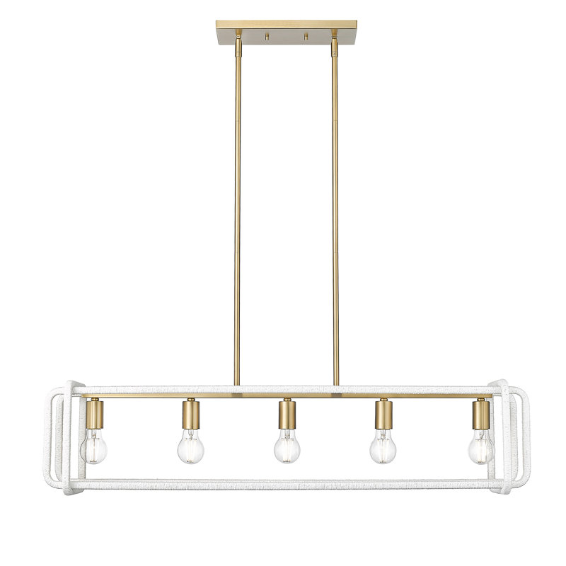 Coppolino 5 - Light Kitchen Island Pendant, Brushed Champagne Bronze/White