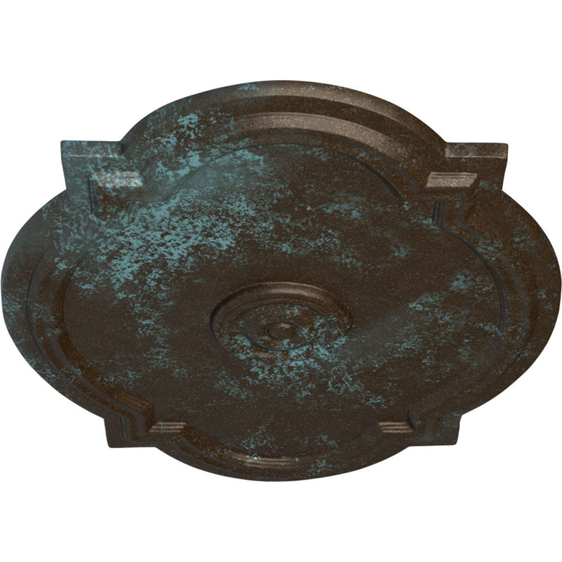 Endurathane Waltz Ceiling Medallion, 21 1/4"W x 17 3/8"H x 1"P (Fits Canopies up to 4 1/2"), Hand-Painted Bronze Blue Patina Finish
