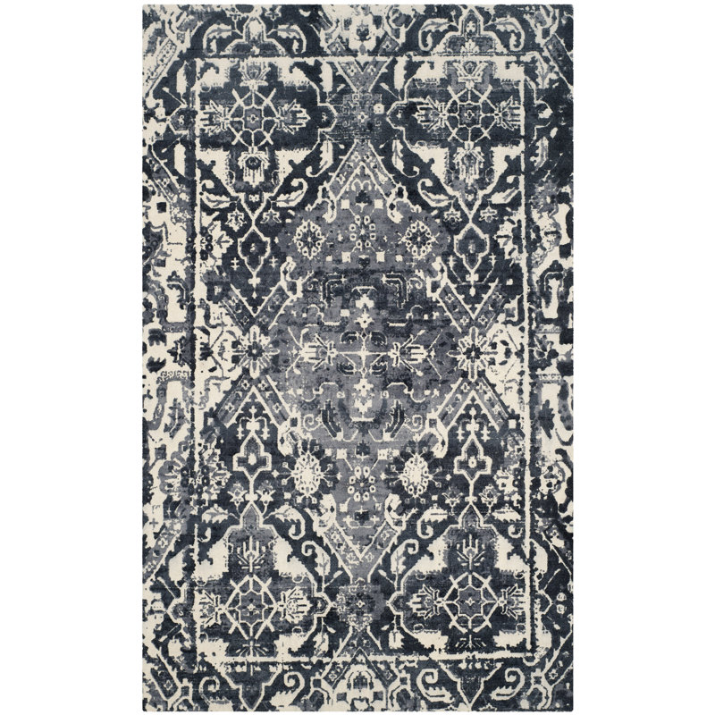 Ellicottville Hand-Tufted Charcoal/Ivory Area Rug, Rectangle 2' x 3'