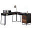 Bureau en L, finition noyer foncé