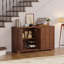 Buffet moderne 55 "avec tablettes réglables, buffet en bois brun avec portes en losange, crédence de bar de cuisine-128992885