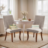 Modern Simplicity Linen Upholstered Dining Chairs Set of 2
