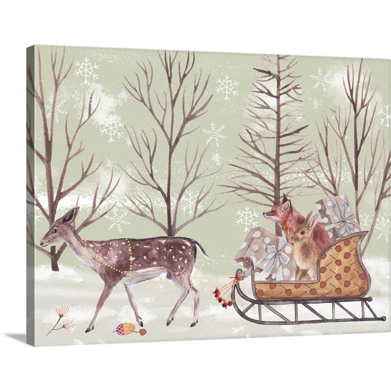 «Christmas Time II» par Melissa Wang - peinture sur toile tendue, Toile tendue, H 24 po x l 32 po