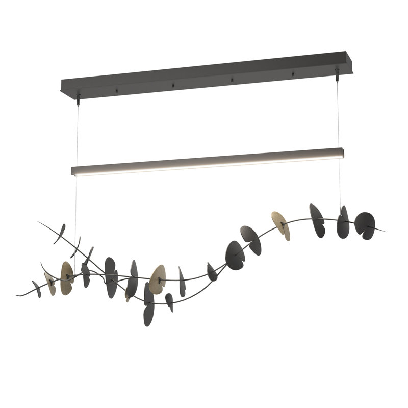 Luminaire suspendu 1 lumière Lily, Noir, Or doux