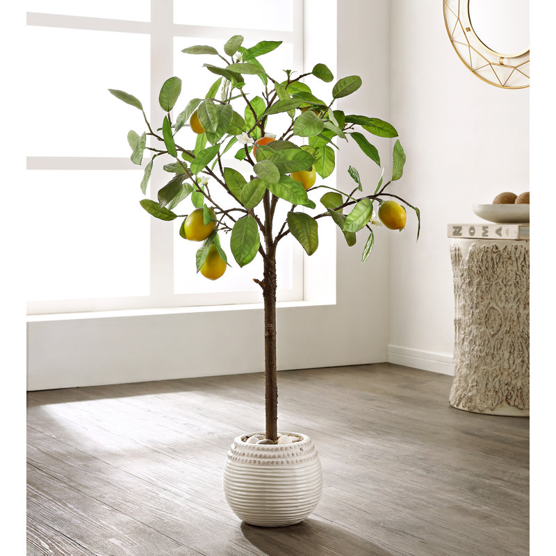 35.04'' Faux Lemon Tree in Freestanding