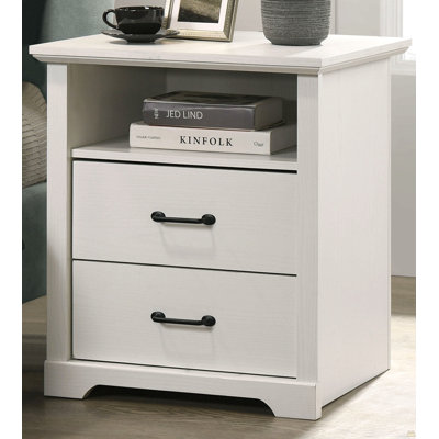 Elara 22"W White 2-Drawer Nightstand Bedside Table With USB Charging  Ports