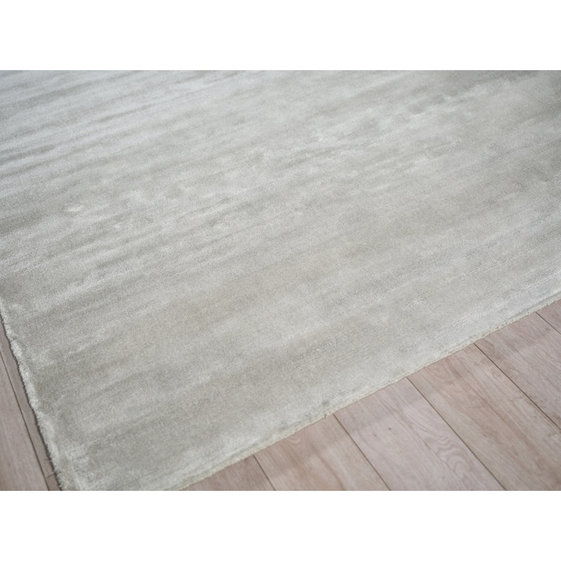 Velutto Modern Handmade Silky Nylon, Light Silver Area Rug, Rectangle 4' x 6'
