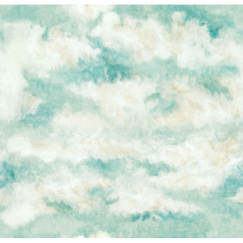 ORIENT EXPRESS Wallpaper Roll, Turquoise/Taupe
