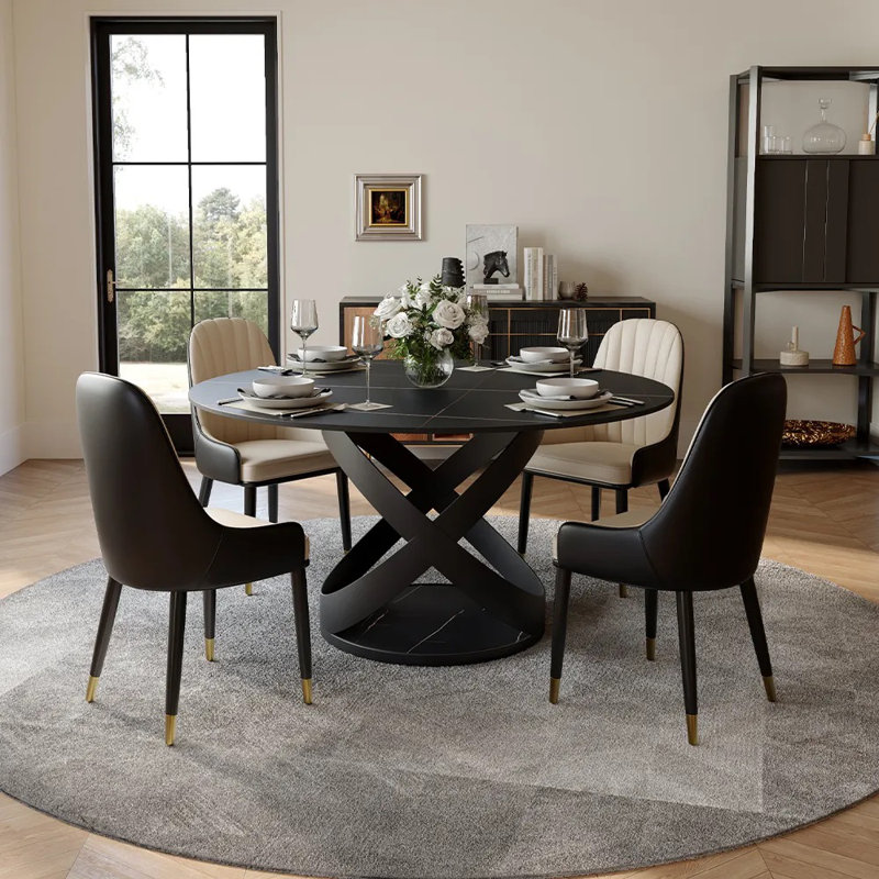 Table de salle à manger Maxwell, Noir, Noir, H 29,53 po x L 51,18 po x l 51,18 po