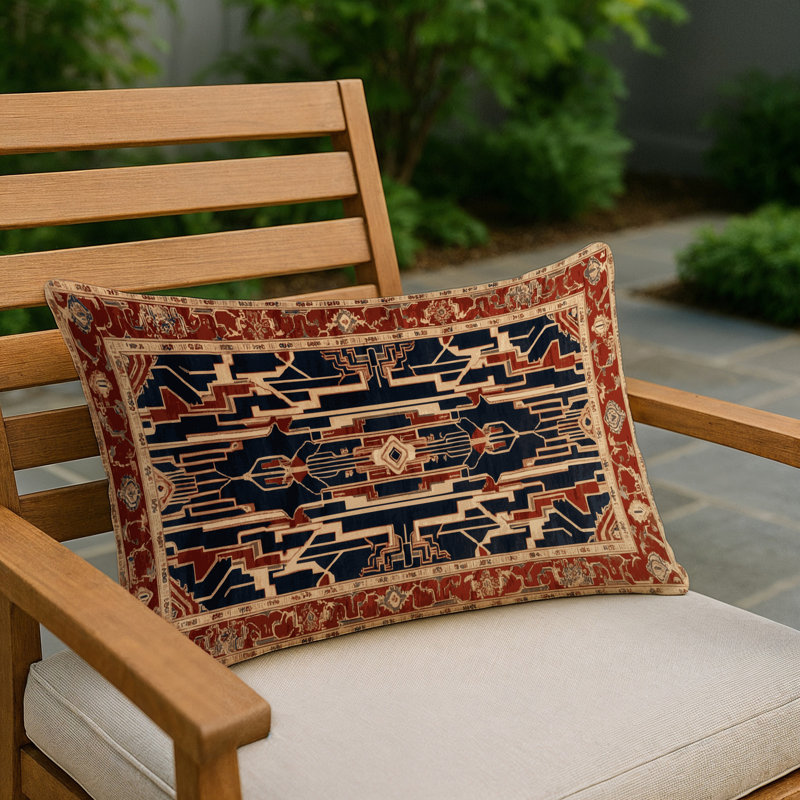 Coussin décoratif intérieur et extérieur ArtDeco, Rectangulaire H 18 po x l 25 po, Beige géométrique 159