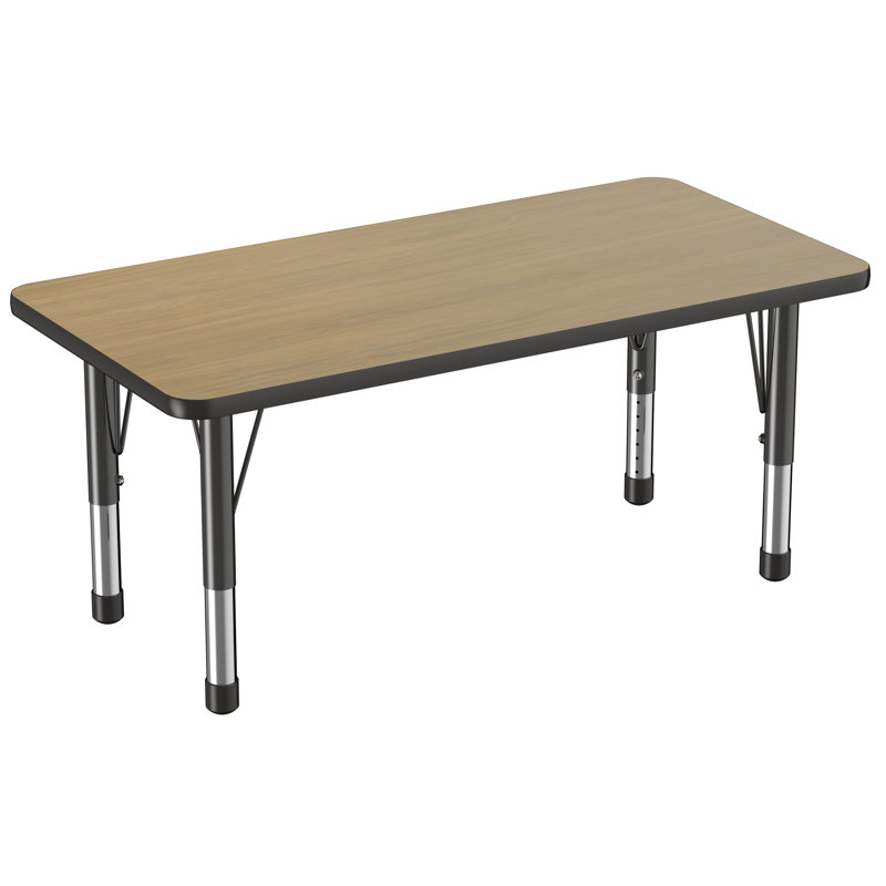Table d'activité rectangulaire à hauteur réglable en forme de T, Épais, 24 po x 48 po, Chêne Pasadena / noir