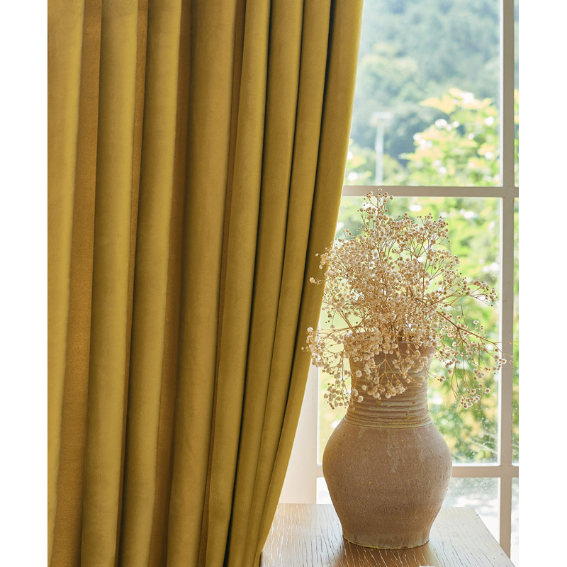 4pcs Velvet Solid Color Metal Grommets Room Darkening Curtain Panels (set Of 4), 52" W x 72" L, Gold