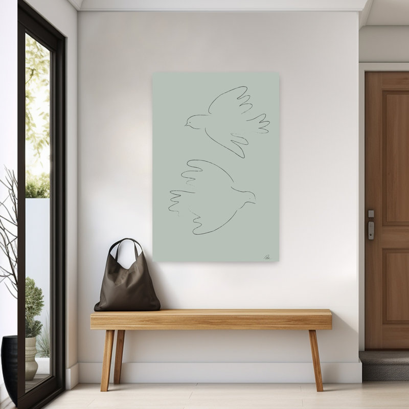 Flying Peace Doves Minimalist Bird Wall Art Print 1 Piece Wrapped Canvas Wall Art, 152.4cm H x 101.6cm W