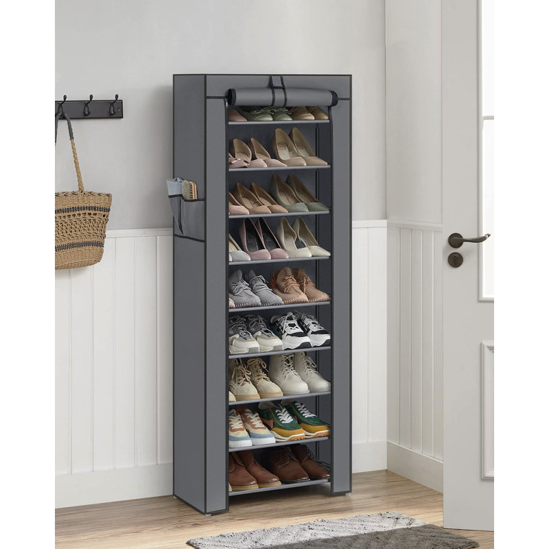 27 Pair Shoe Storage Cabinet, Grey/Brown/Blue