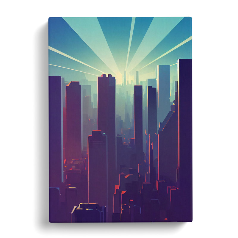 Brilliant City Skyline Abstract - Wall Art, Wrapped Canvas, 50cm H x 35cm W x 3cm D, No Matte
