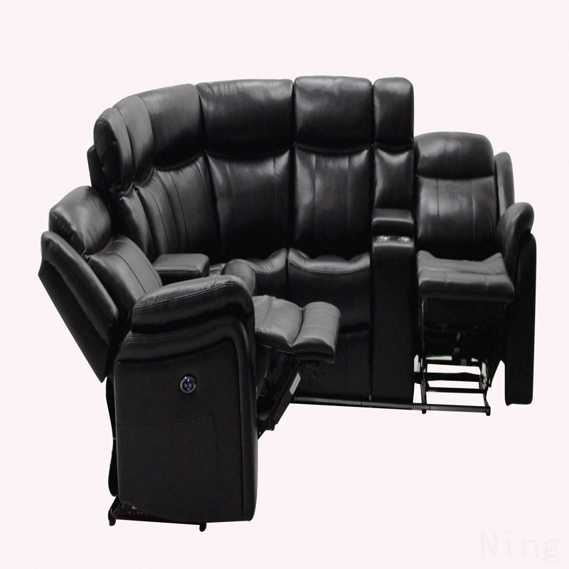 Jupiter Black Leather Sectional