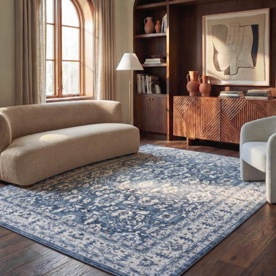 Jase Oriental Navy/Creme Area Rug