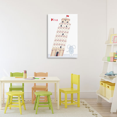 Elephant & Leaning Tower Pisa Canvas, design by Carla Daly
