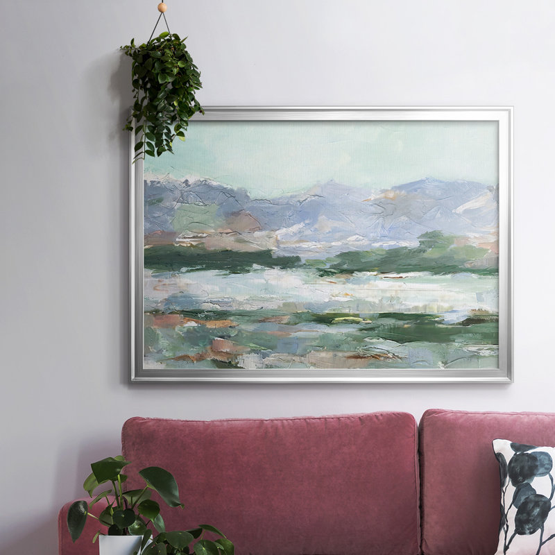 «Pastel Mountain View II», toile tendue avec cadre_2781887, H 30 po x l 44 po x P 1,5 po, Argent