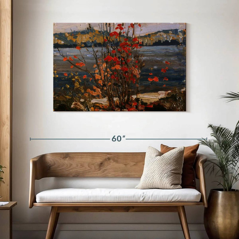 Lac Harnek et arbre rouge, H 30 po x l 45 po