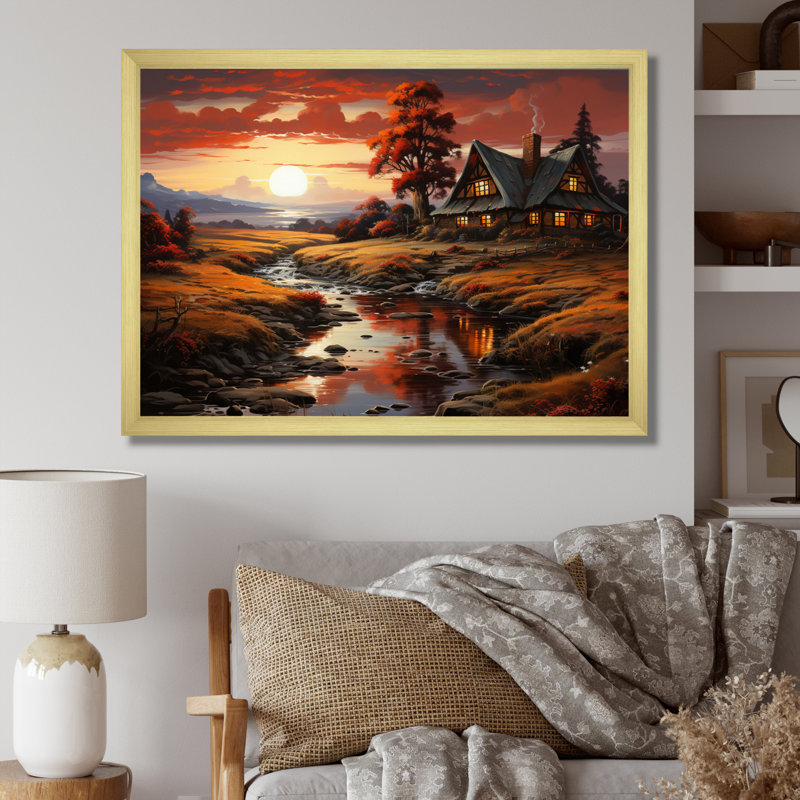 Country Charm Amber Sunset, reproduction d'art sur toile, H 12 po x l 20 po x P 1 po, Encadrement doré