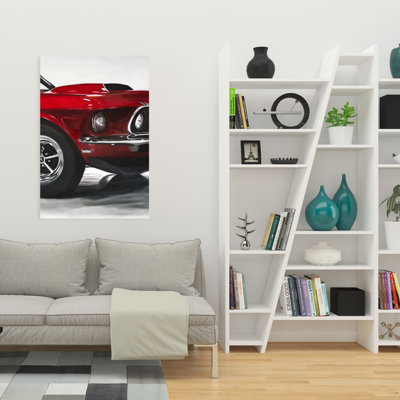 Classic Red Car Canvas - Vintage Transportation Home Decor