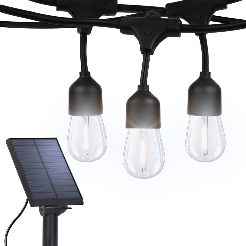 Guirlande solaire d'extérieur à DEL de 27 pi avec 12 ampoules Edison S14 blanches douces et résistantes aux intempéries Ambience Pro