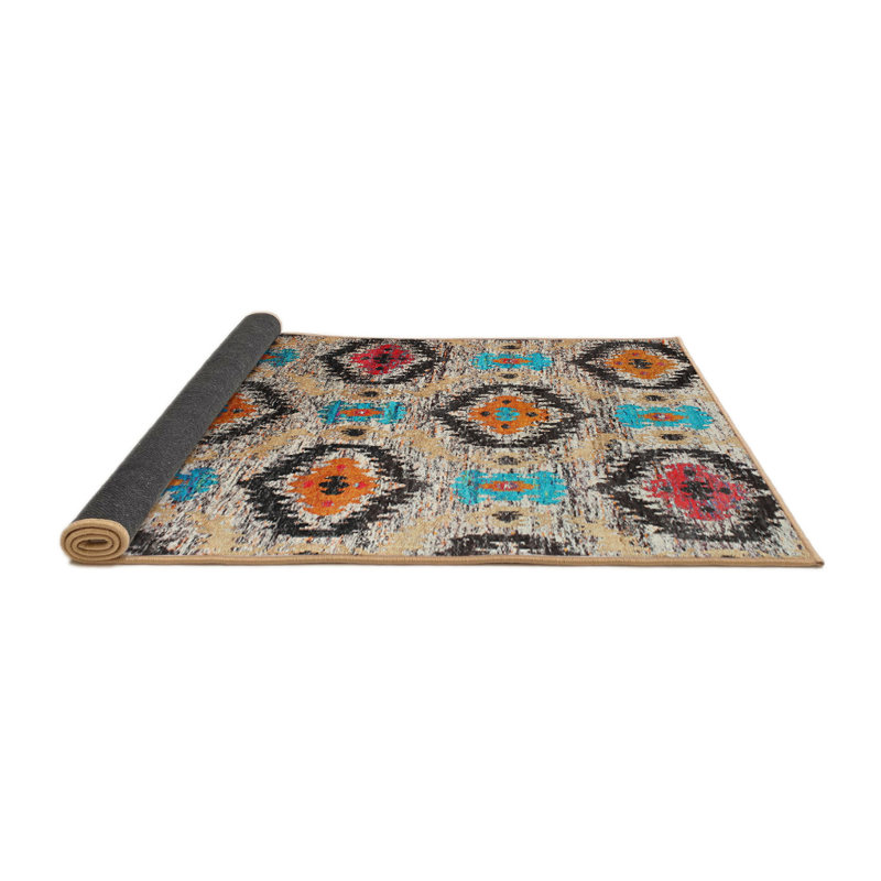 Tapis noir/orange/rouge contemporaine, Rond 3 pi