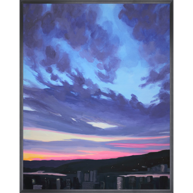 Sunrise over Portland II, No, Black Floater Frame Canvas