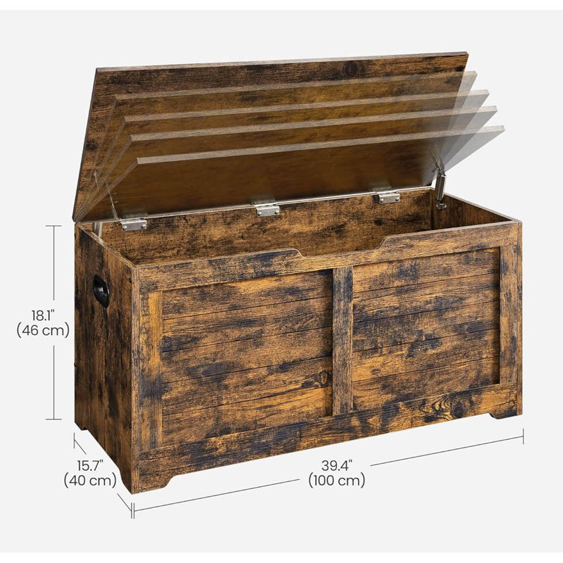 Wood Storage Bench, Rustic Brown