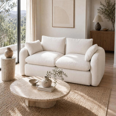 Canapé 2 places compressé avec éponge haute résilience, revêtement en chenille de qualité supérieure, causeuse de style minimaliste, parfait pour un appartement, une chambre à coucher ou un bureau