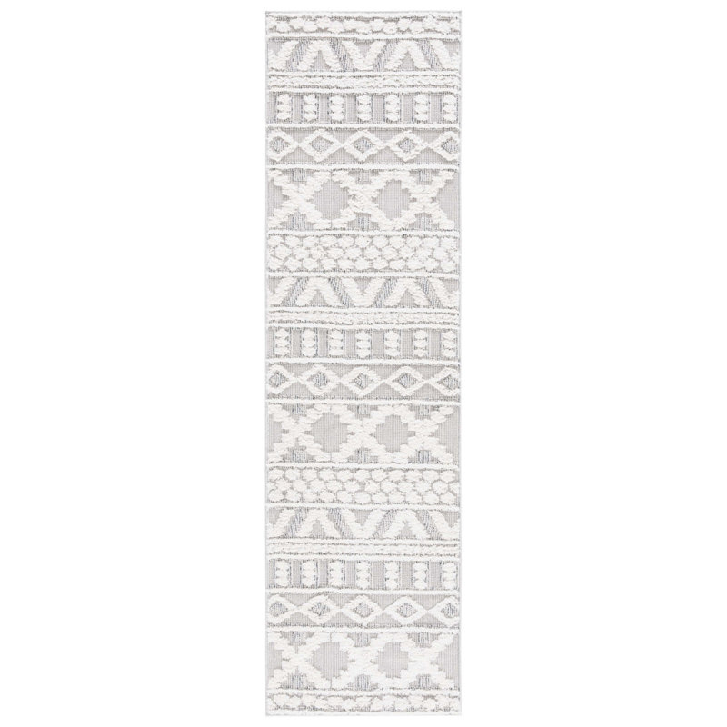Tapis gris / ivoire Trends 124, Tapis de couloir 2 pi 2 po x 8 pi
