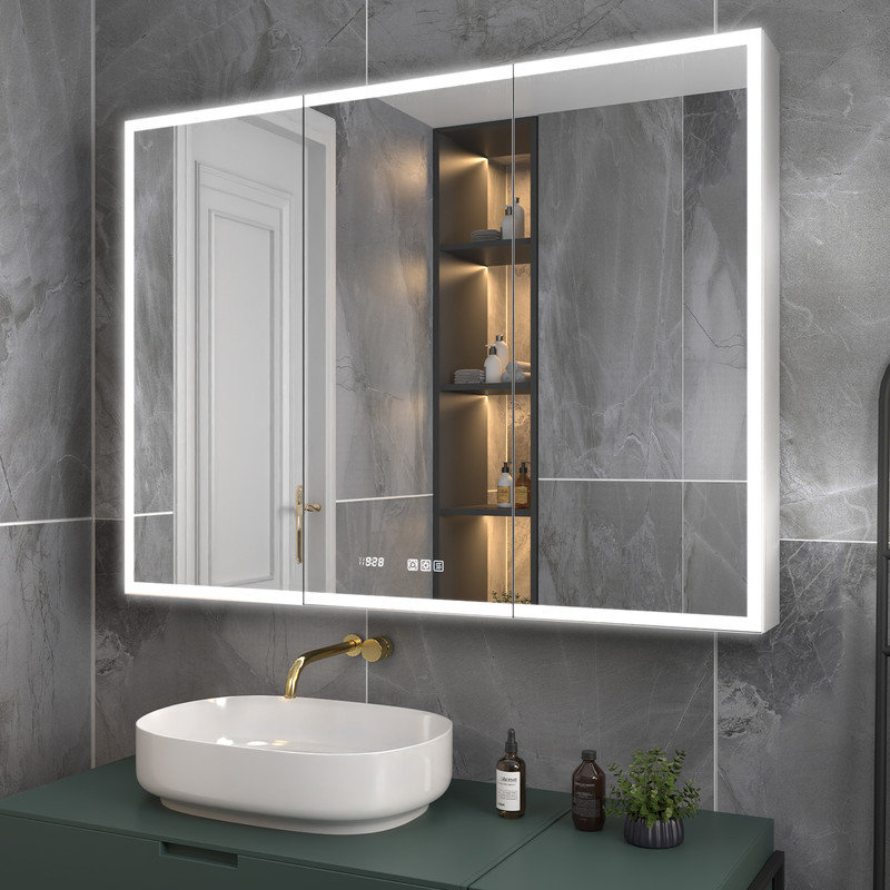 Mickenna 48'' W 36'' H Frameless Medicine Cabinet with Mirror and 6 Shelves
