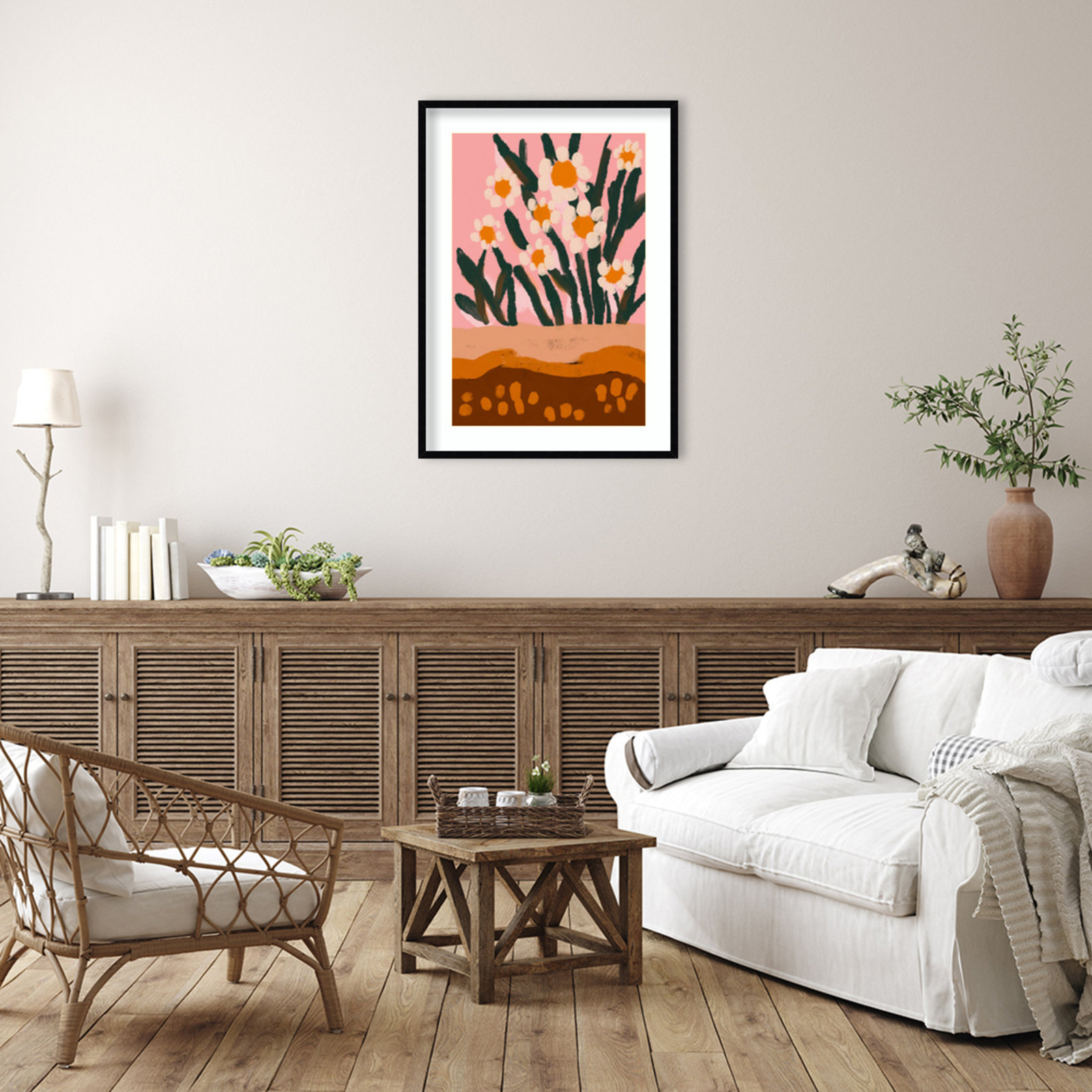 Galya "Pastel Flower Impression No 3" Print, 41" H x 30" W, Black