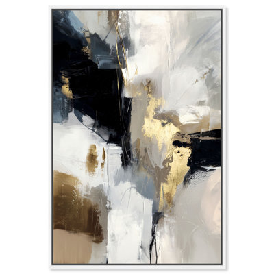 Décoration de bureau encadrée «Gilded Charcoal III» par Art Remedy, cadre blanc, 10 x 15
