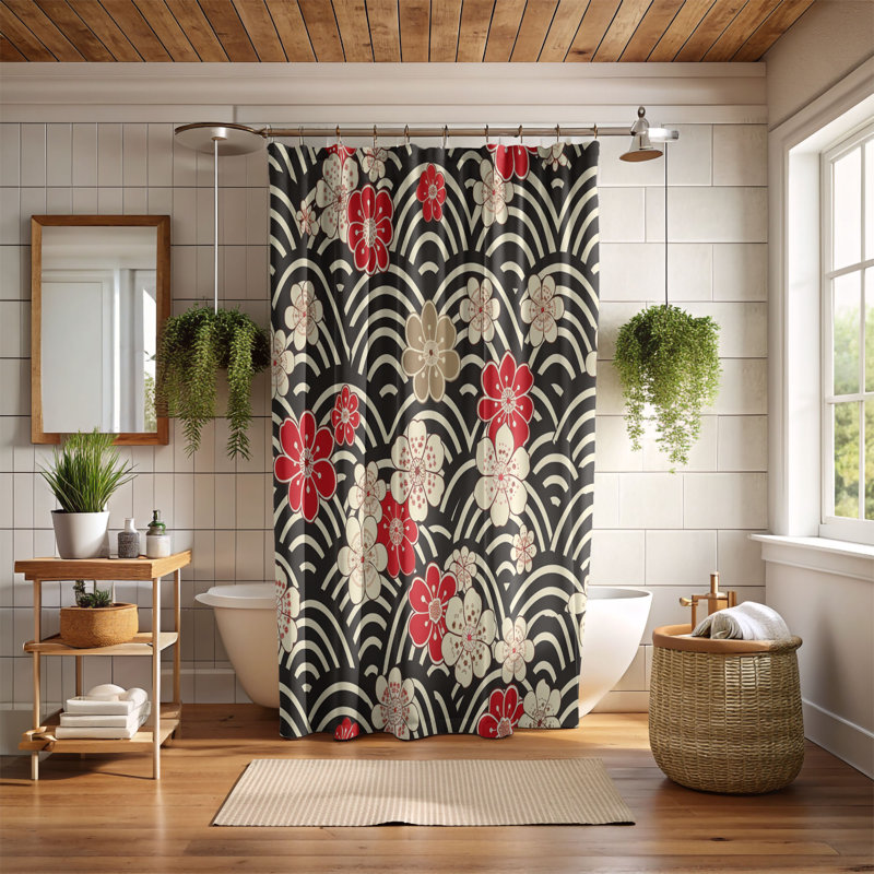 Japanese Heritage Designs - Rideau de douche standard 1 pièce, H 74 po x l 35 po