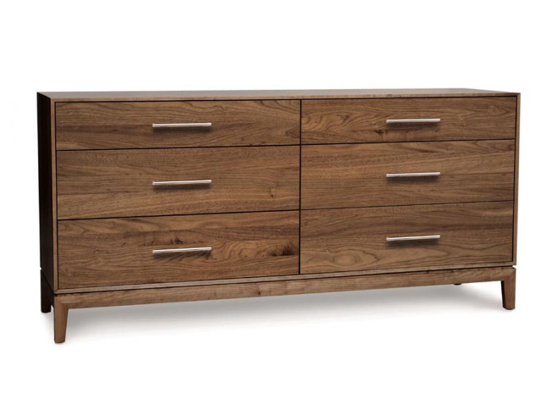 Ensemble de chambre à coucher avec lit plateforme 3 pièces Mansfield, Grand lit, Noyer naturel