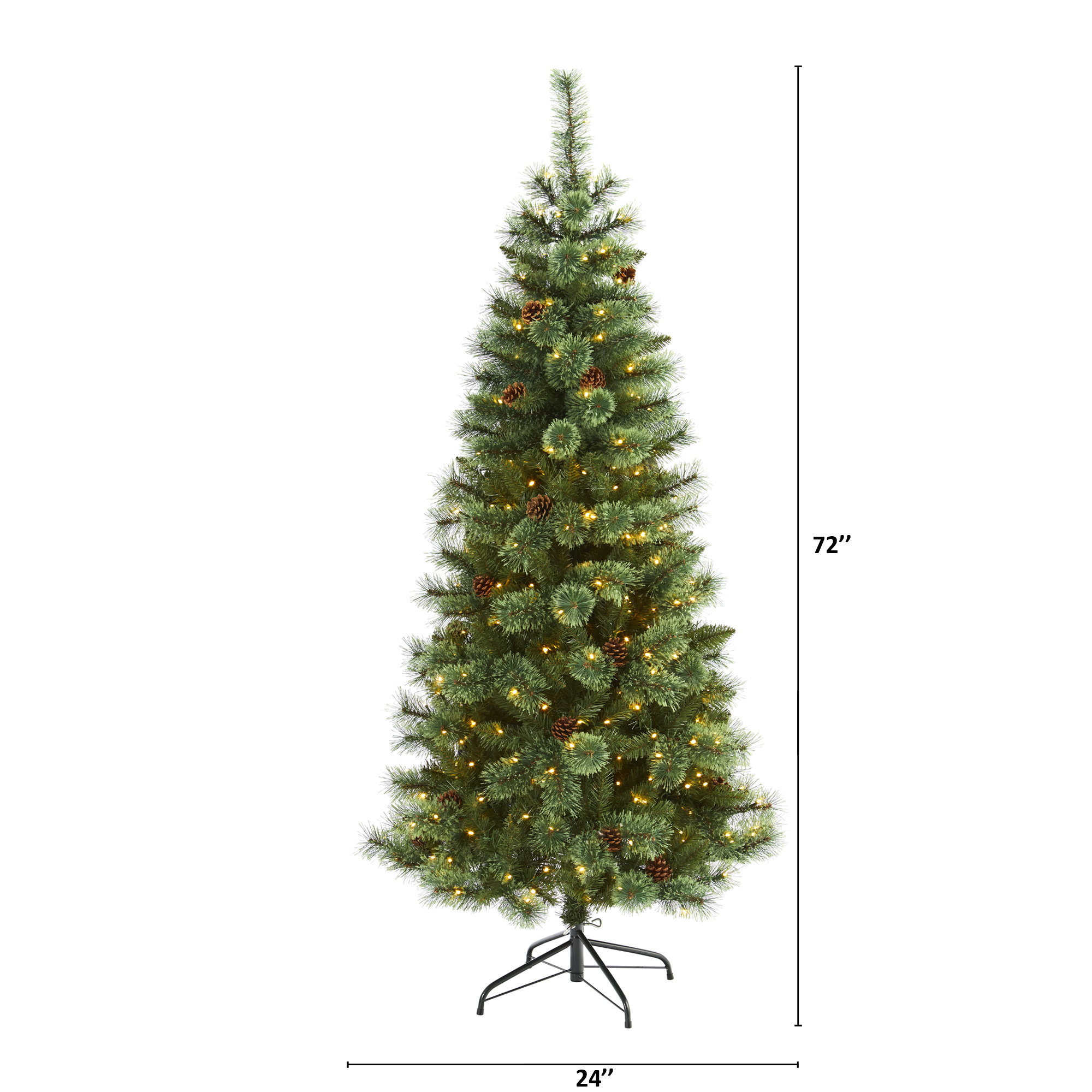 Lighted Artificial Pine Christmas Tree, 6' H
