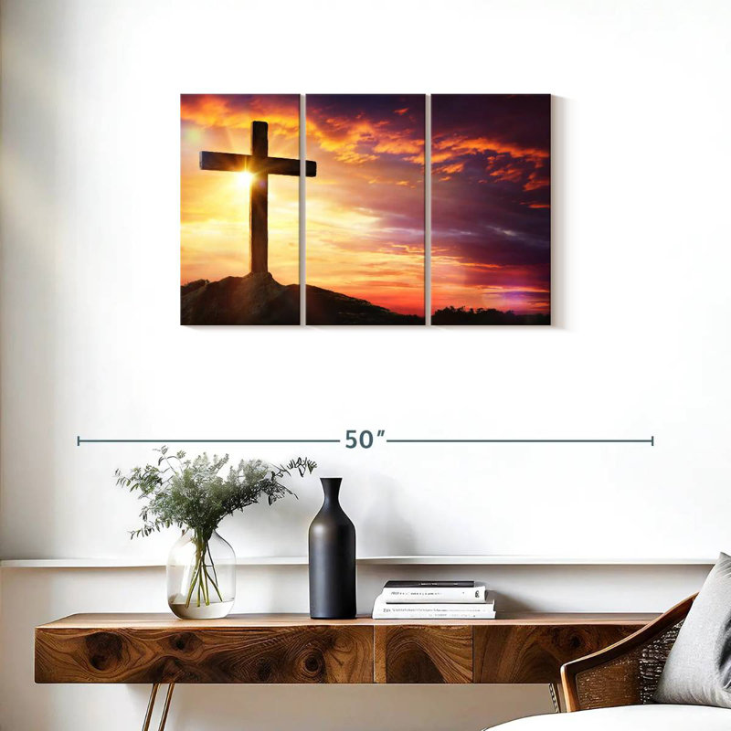 Adella Sunset With Cross, 20" H x 33" W