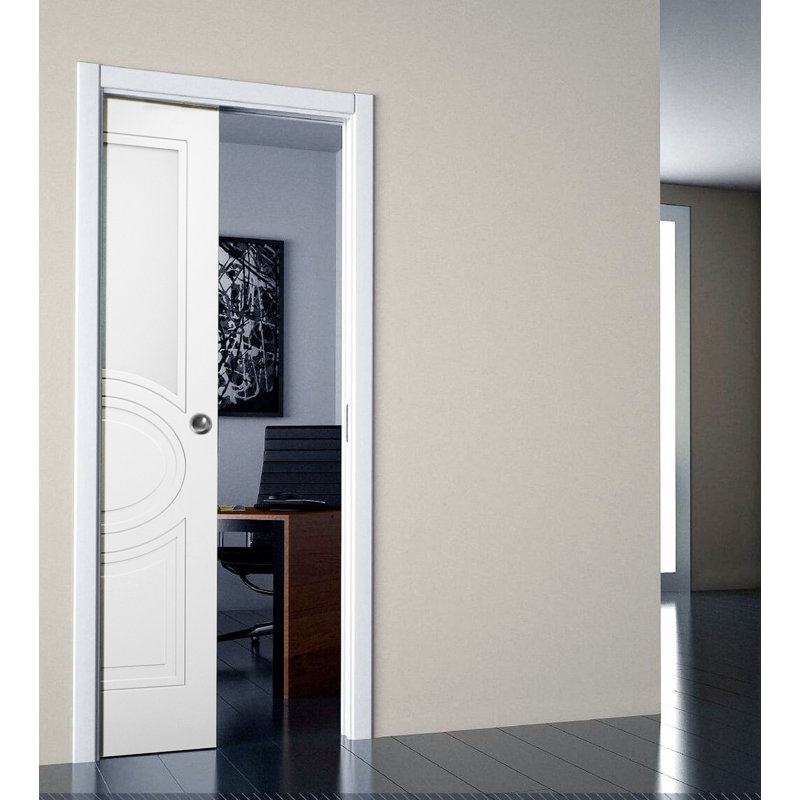 VDomDoors Mela Frosted Glass Sliding Closet White Door