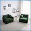 Ensemble de 2 chaises d'appoint Modern Chenille avec coussins décoratifs - Fauteuils rembourrés pour le salon, structure en bois massif-1111034289