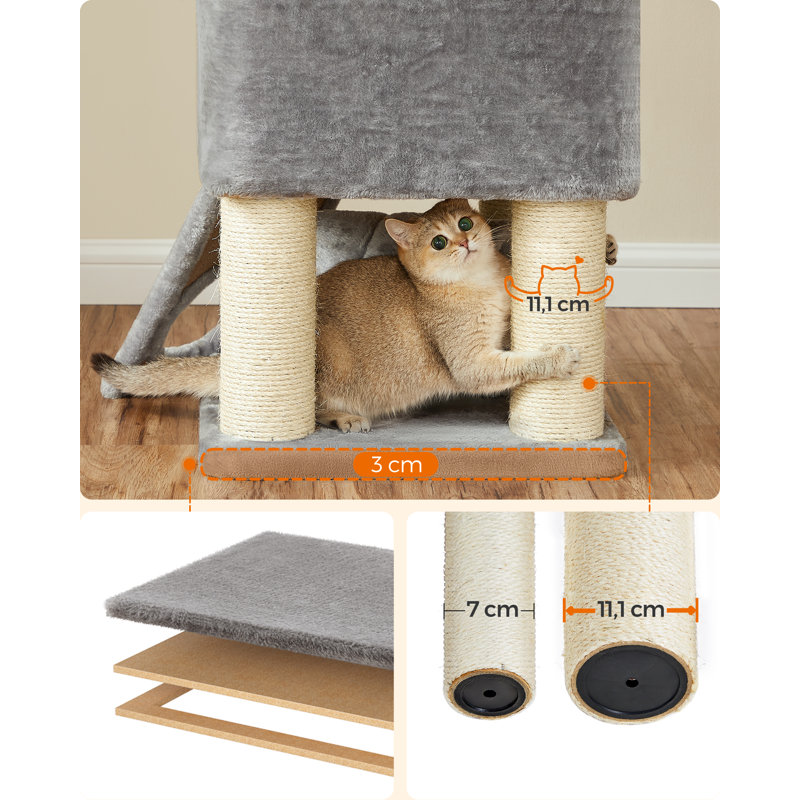 141cm H Cat Tree, Light Grey/Natural