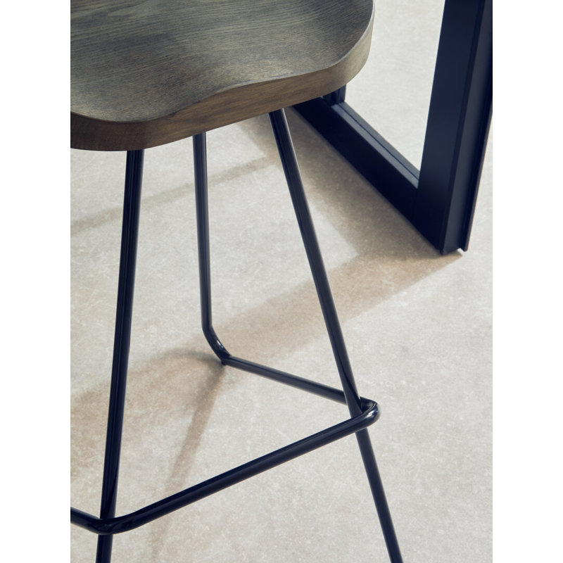 Counter Stool with Metal Frame, Brown/Black