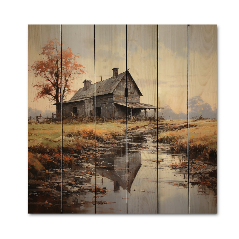 Barns Autumn Horizons II sur impression sur bois, H 30 po x l 30 po x P 0,78 po