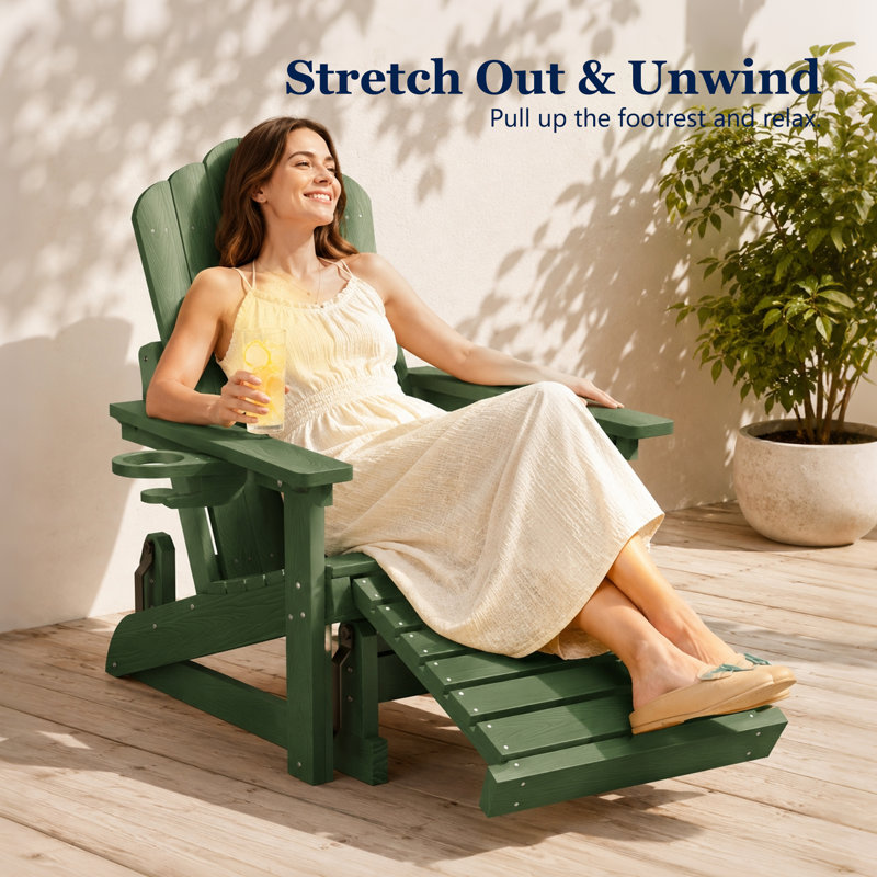 Chaise berçante d'extérieur en PEHD Adirondack, Green, Yes